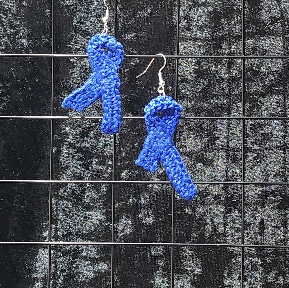 Crocheted Child Abuse Awareness Earrings